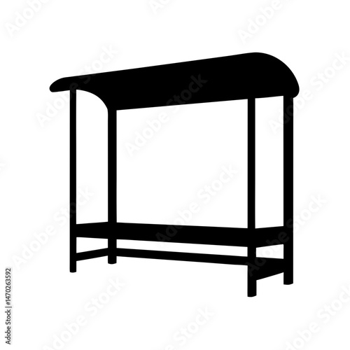 A simple black and white illustration of a bus stop structure