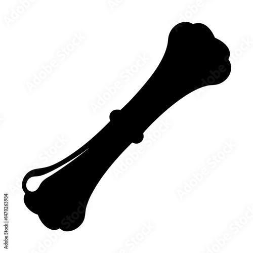 Monochromatic Image Depicting a Bone in Simple Silhouette against White Space