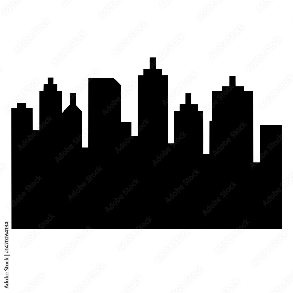 Naklejka premium Striking silhouette of a city skyline evokes urban life and architecture