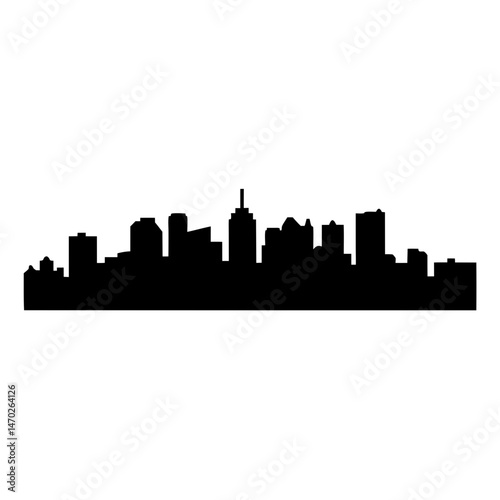 Silhouette of a modern city skyline with tall buildings and towers