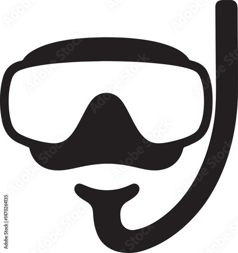 Diving Mask Silhouette — Vector AI EPS, PNG Transparent, and JPEG Clipart on White Background

