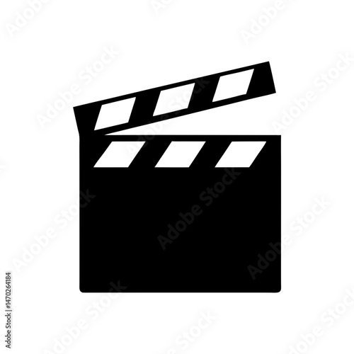 Classic black and white film clapperboard icon for movie production design