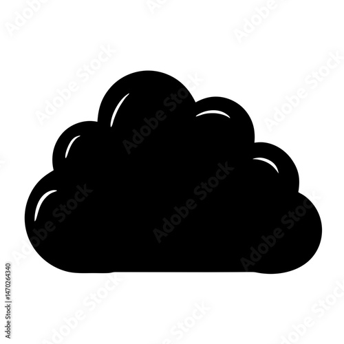 Single solid black cloud illustration conveying weather prediction and uncertainty visually