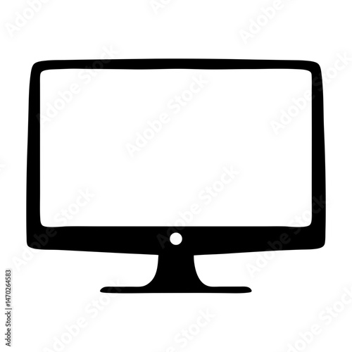Stylized illustration of a black computer monitor with a white screen