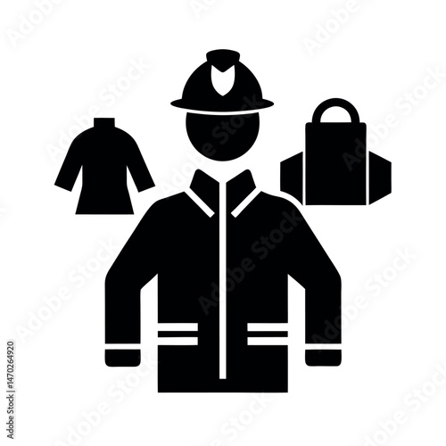 Emergency Firefighter Gear Silhouette Art