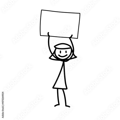 Stickman Doodle Character. Hand Drawn Action Pose Vector Illustration