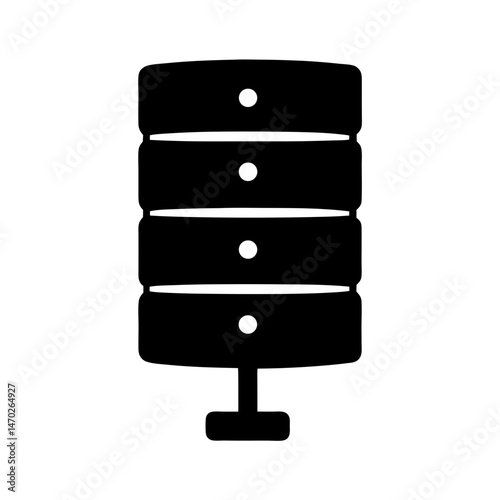Database server rack in simple black and white graphic illustration