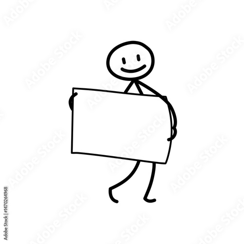 Stickman Doodle Character. Hand Drawn Action Pose Vector Illustration