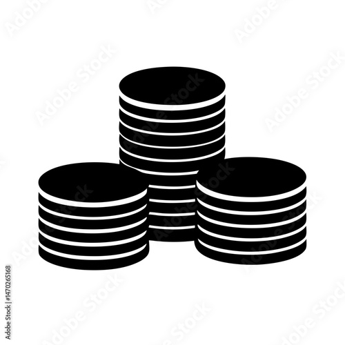 Illustration of three stacks of coins, representing wealth or savings