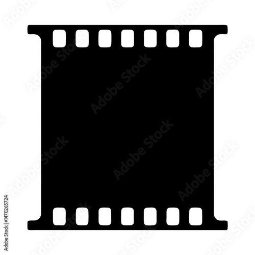 Black and white vector graphic of a single 35mm film strip
