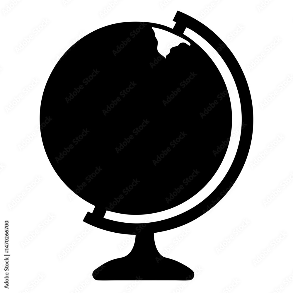 Silhouette of a classic world globe with a sturdy stand, representing geography Silhouette of a classic world globe with a sturdy stand, representing geography