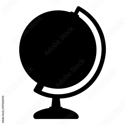 Black silhouette of a globe with a stand, representing geography studies