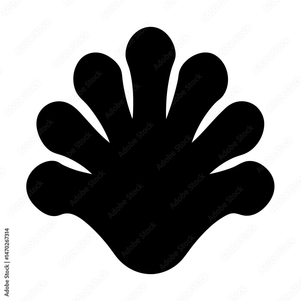 Abstract black shape resembling a floral design or stylized hand print Abstract black shape resembling a floral design or stylized hand print