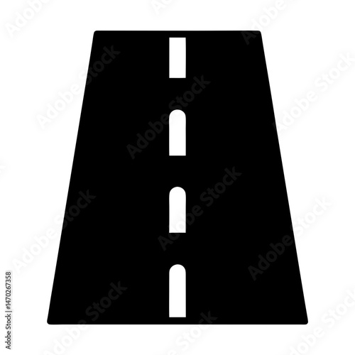 Simple minimalist road icon with dashed center line for navigation use