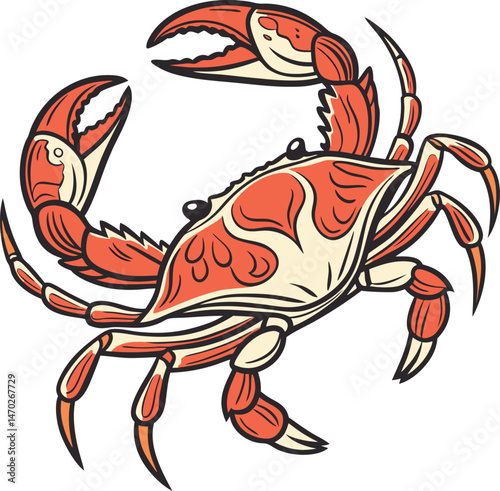 Colored Crab Design Illustration. Artistic Crab Color Design. Colorful Crab Graphic Artwork. Crab Inspired Colorful Design. Modern Crab Shell Design Concept