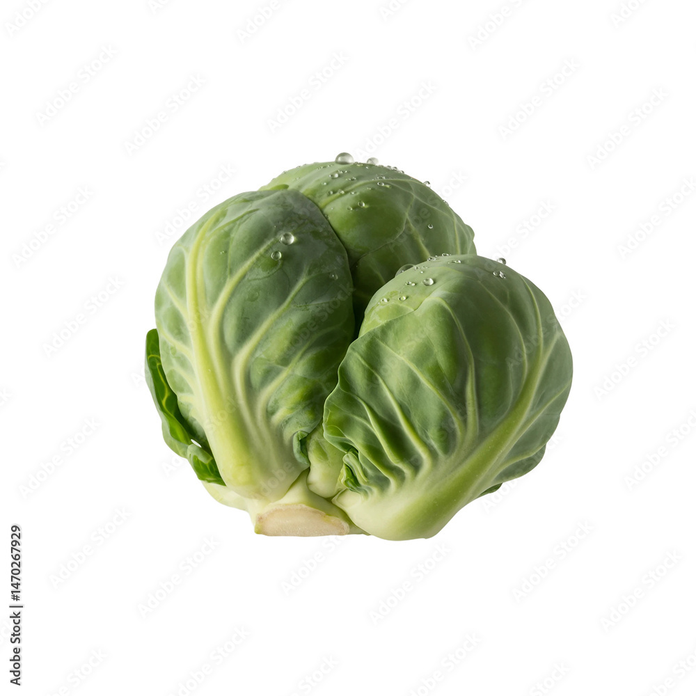 Fototapeta premium Brussel sprout isolated on white and transparent background.