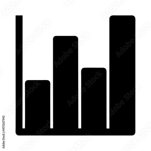 Minimalist Bar Graph Icon Representing Data Analysis and Statistical Information Visualization