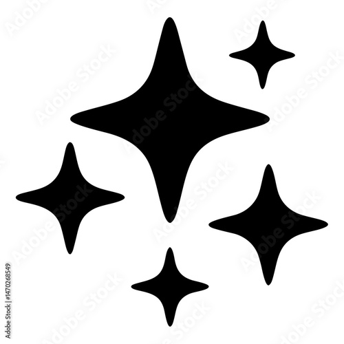 Collection of stylized sparkle shapes arranged in a pleasing composition and design