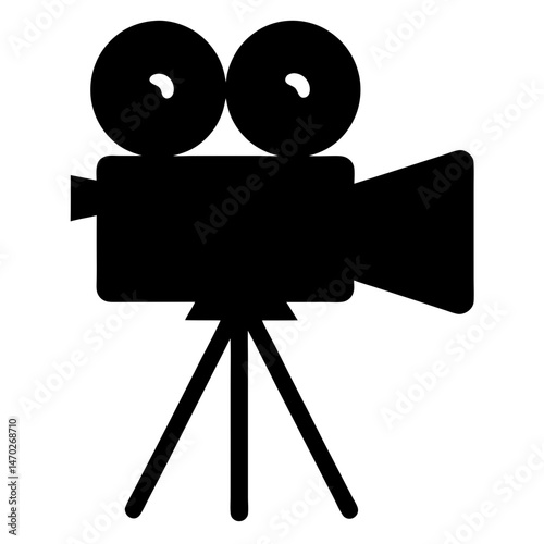Vintage Film Camera on Tripod Symbolizes Classic Cinema and Movie Production
