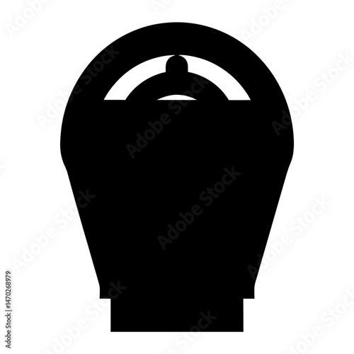 Retro Black Parking Meter Silhouette Against White Background for Design Needs