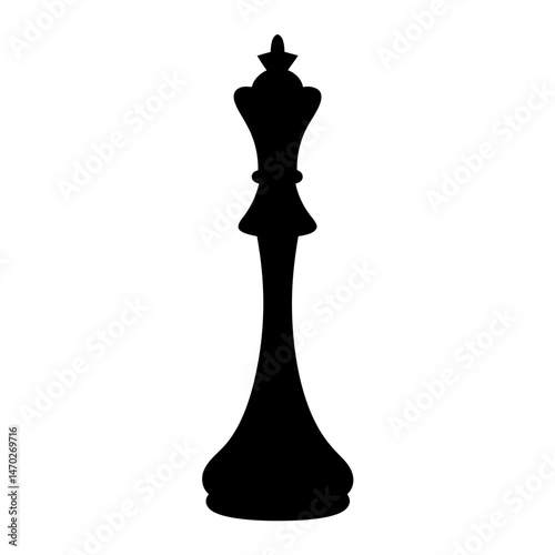 Black Silhouette Depicting a Queen Chess Piece on a White Background
