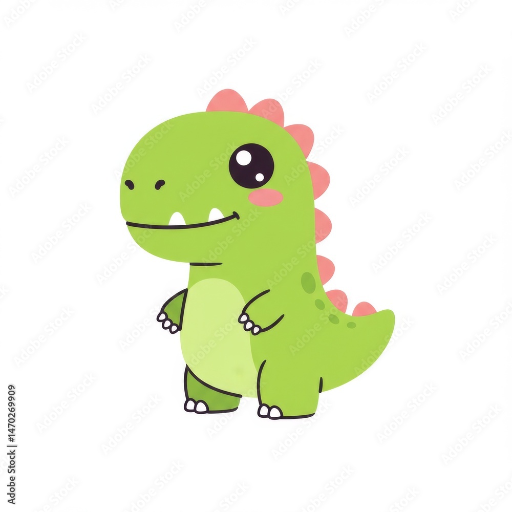 Naklejka premium Cute Green Cartoon Dinosaur Illustration
