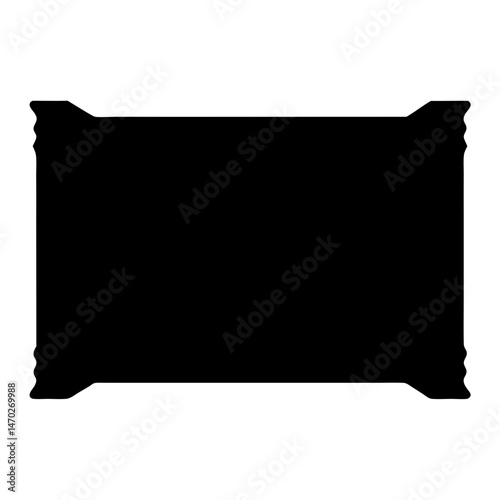 Black silhouette of a rectangular package with serrated edges on white