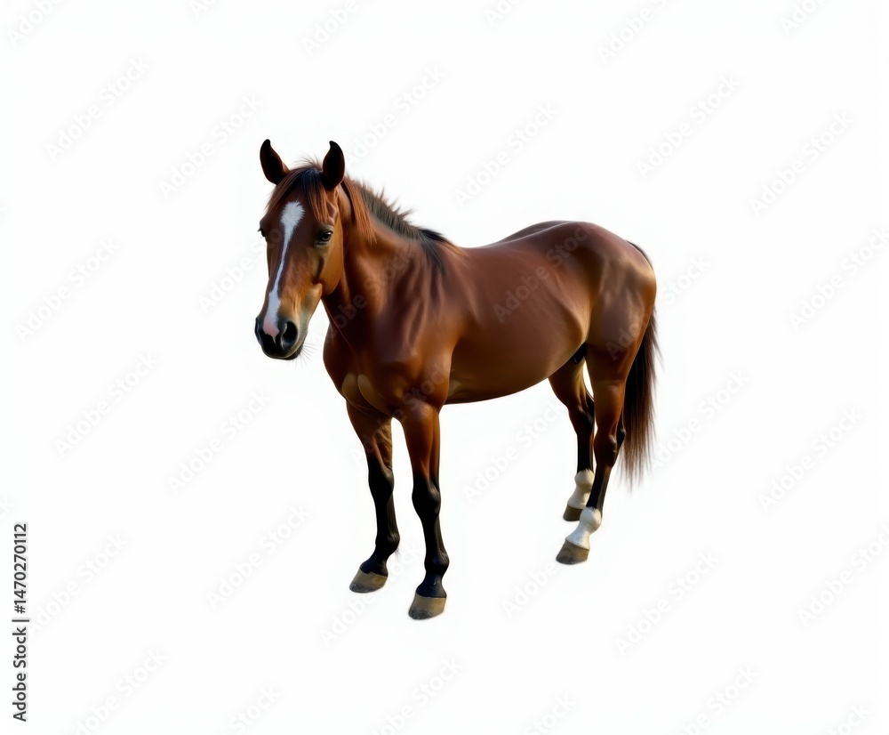 Obraz premium Brown Horse on White Background