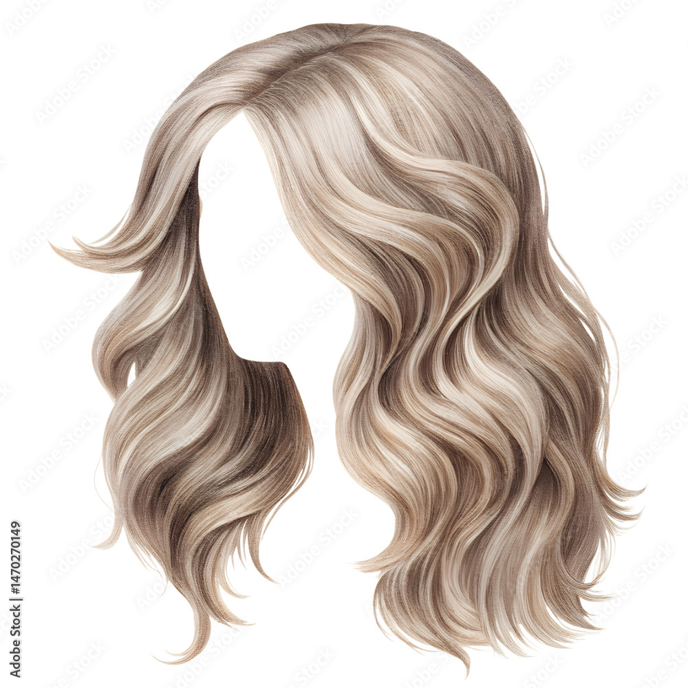 Naklejka premium Watercolor Natural hair wig cut out element set isolated on transparent background