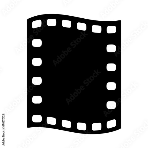 Black and white film strip with rounded sprocket holes illustration