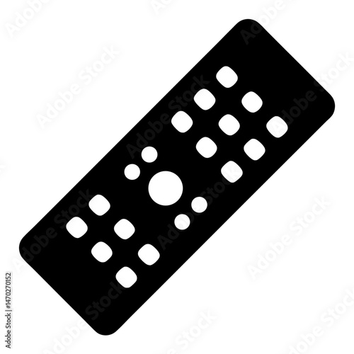 Sleek black remote control icon with rounded edges and button grid