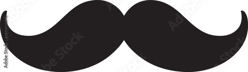 Mustache Black Silhouette — Vector AI EPS, PNG Transparent, and JPEG Clipart on White Background

