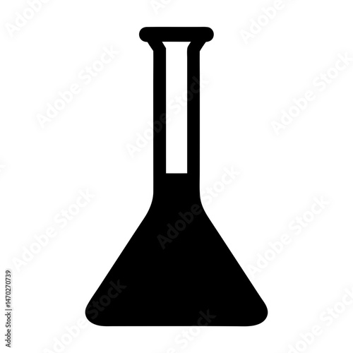 Black and White Illustration of an Erlenmeyer Flask, Science Laboratory Tool