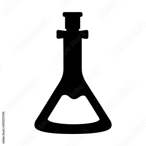 Black silhouette of laboratory flask for chemistry experiment on white background