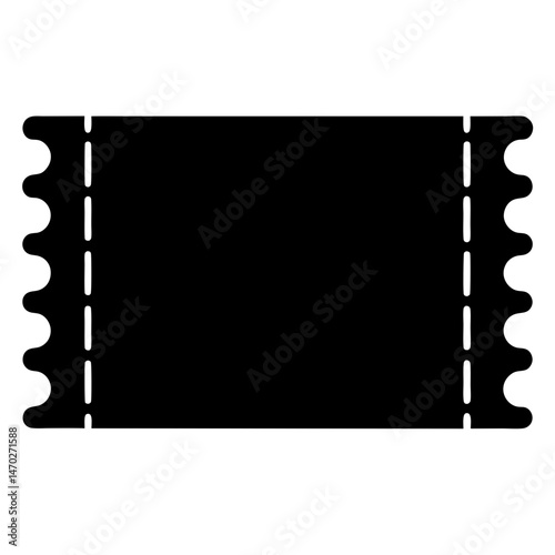 Black and white vector graphic of a vintage admission or event ticket