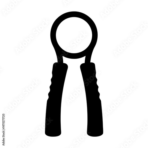 Black silhouette of a hand grip strengthener for exercise and rehabilitation
