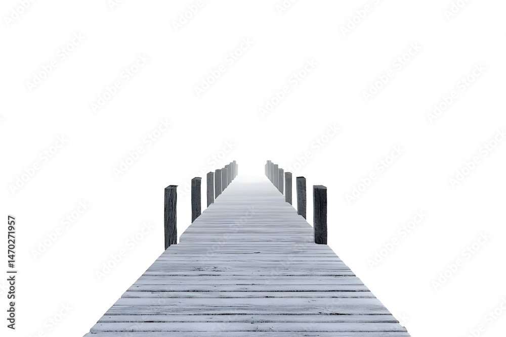 Obraz premium A pier going into a white void. Space for text.