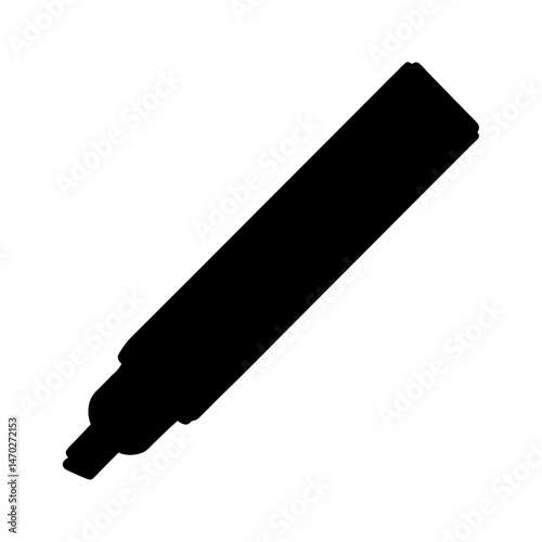 Silhouette of a black marker, tool for highlighting information on white background