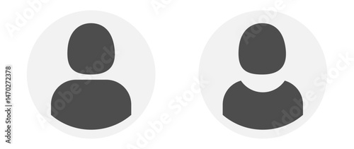 Vector flat illustration in grayscale. Avatar, user profile, person icon, gender neutral silhouette, profile picture. Suitable for social media profiles, icons, screensavers and as a template.