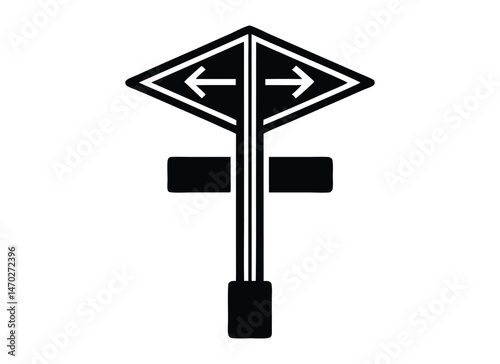Blank Street Sign with Two Way Arrows, Isolated Information Pointer, On White Background
