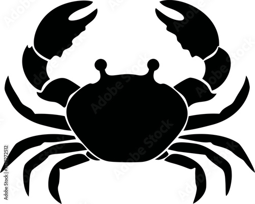 Black silhouette of a crab with outstretched claws illustration. Vector illustration
