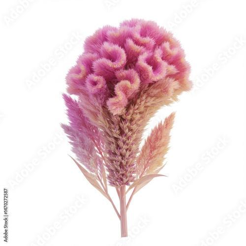 Pink Celosia Flower Close Up Studio Shot