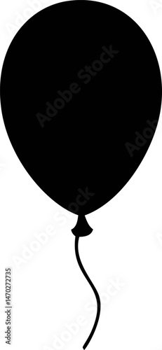 Black silhouette of a balloon with a string, vector art. Vector illustration