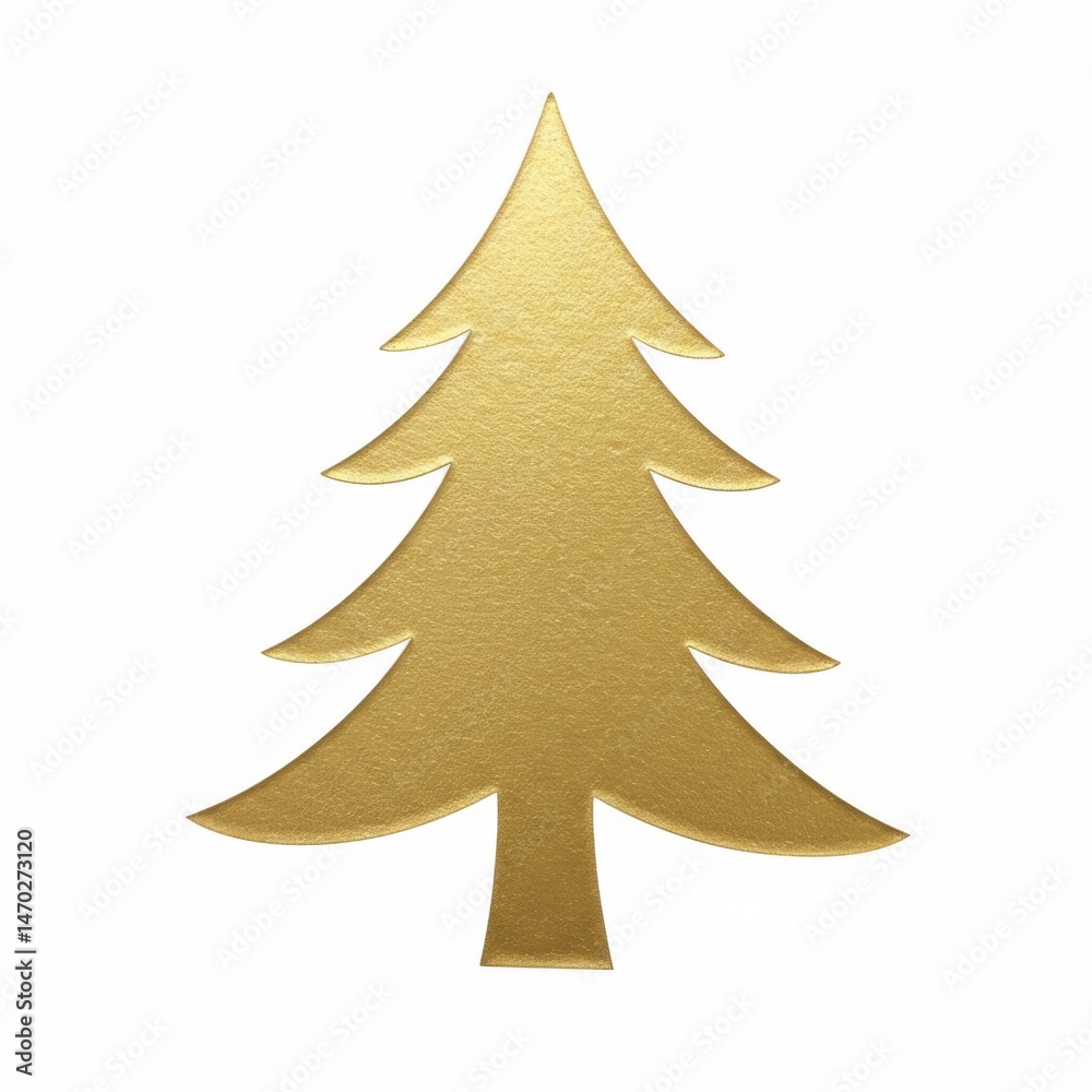 Fototapeta premium Gold Glitter Christmas Tree on White Background