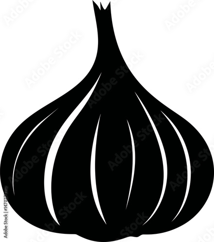 Silhouette of a garlic bulb with defined curves, vector art. Vector illustration