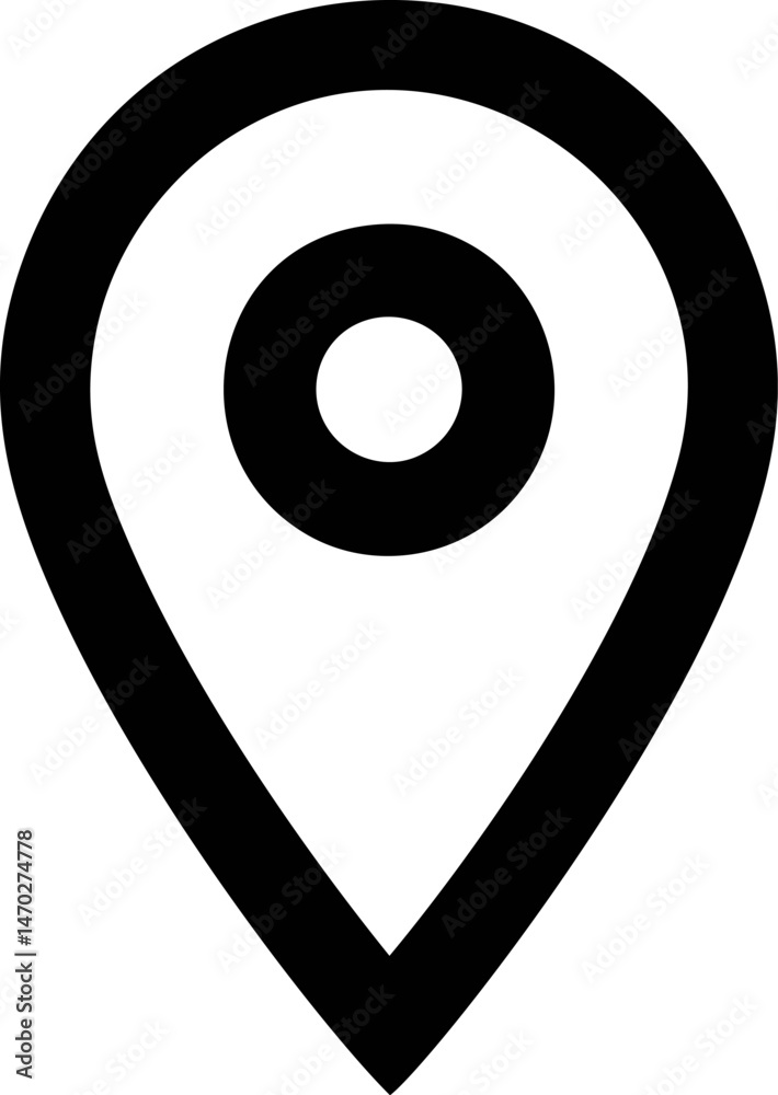 Black and white location pin icon, minimalist design concept. Vector illustration Black and white location pin icon, minimalist design concept. Vector illustration