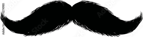 Black silhouette of a large stylized handlebar mustache. Vector illustration