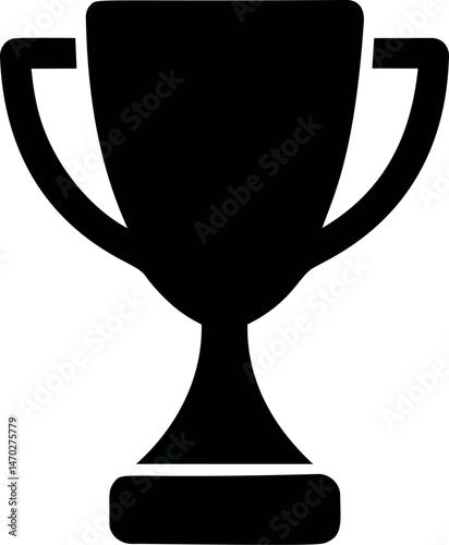 Silhouette of a trophy cup in black, victory concept. Vector illustration