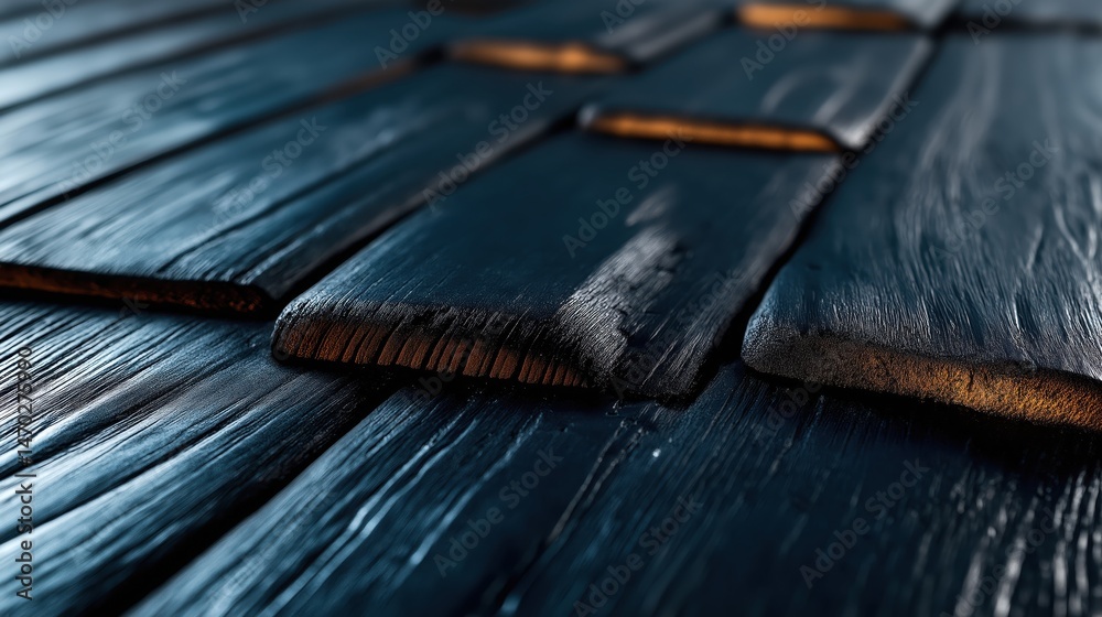 Dark engineered wood floor with polished finish showcasing deep grain patterns and faux wooden texture in interior design setting