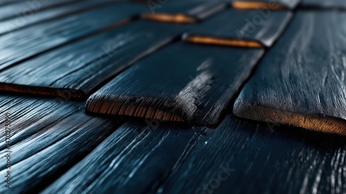 Obraz na płótnie Dark engineered wood floor with polished finish showcasing deep grain patterns and faux wooden texture in interior design setting w salonie